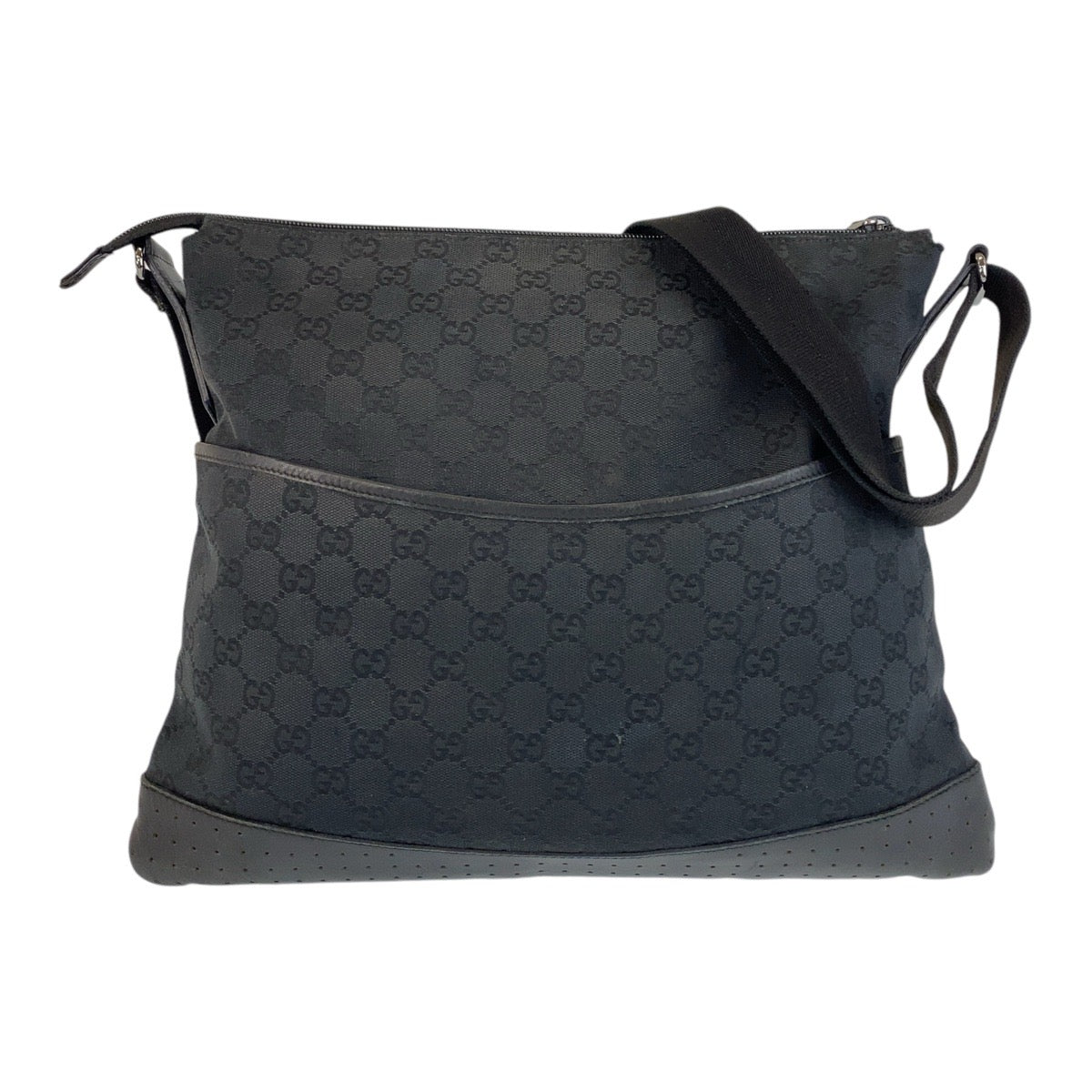 GUCCI Shoulder Bag 145355 GG canvas, leather Black black Shoulder Bag Messenger bag Women Used