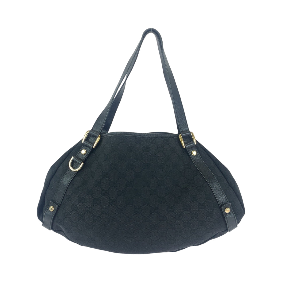 GUCCI Tote Bag 130736 GG canvas Black GoldMetal Tote Bag Shoulder Bag Women Used