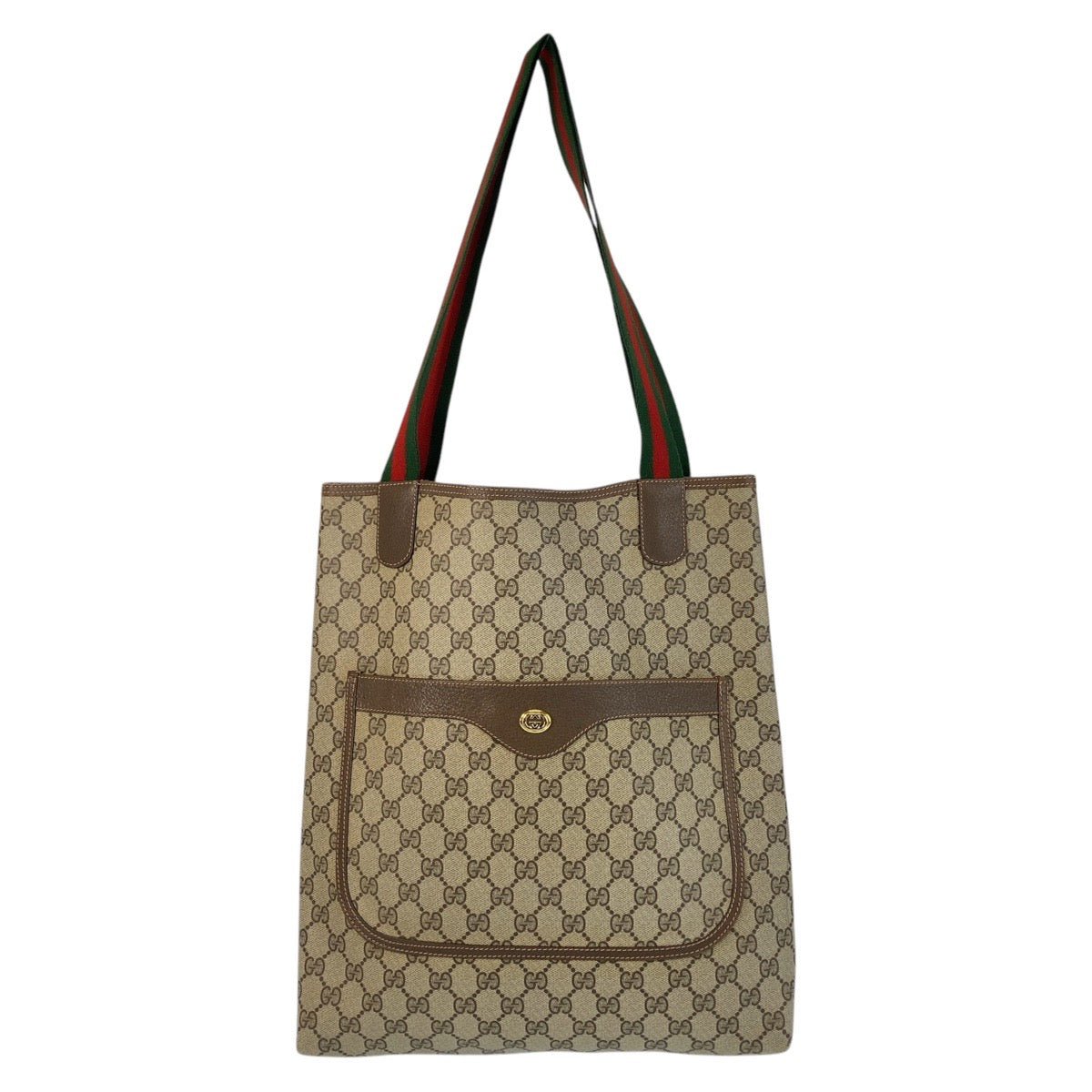 GUCCI Tote Bag 89 02 003 GG Supreme Canvas Brown Beige Gold Metal Tote Bag Shoulder Bag Sherry Line Old Gucci Women Used