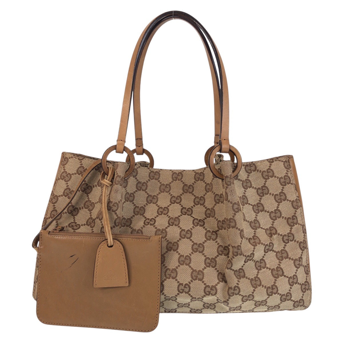 GUCCI Tote Bag 94898 GG canvas, leather Beige brown Tote Bag Shoulder Bag Women Used