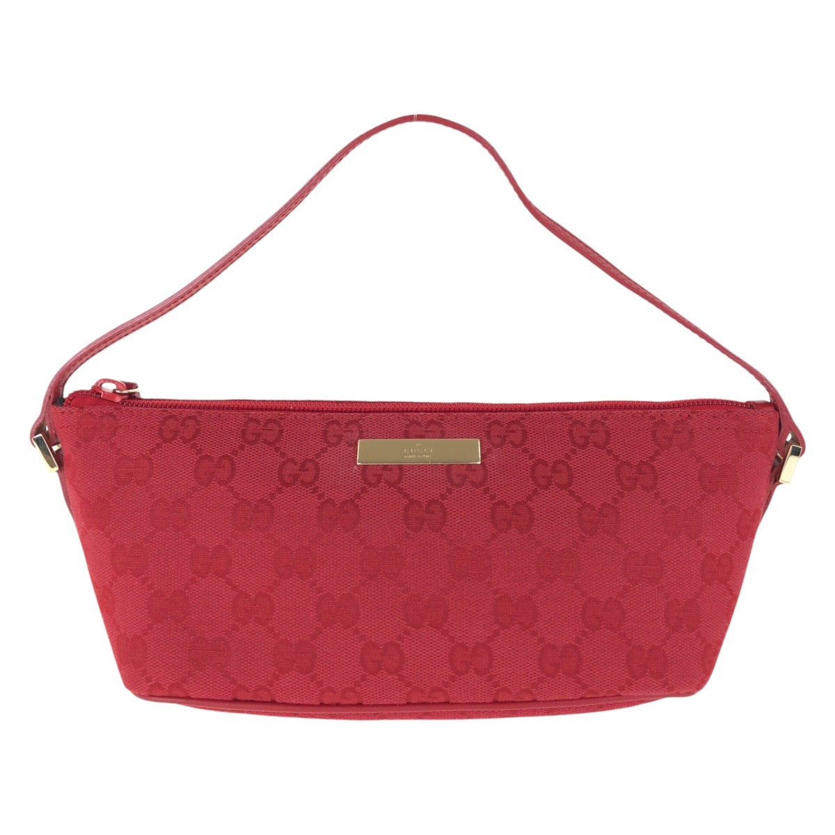 GUCCI Handbag 039 1103 GG canvas, leather Red Gold Metal Handbag accessory pouch Women Used