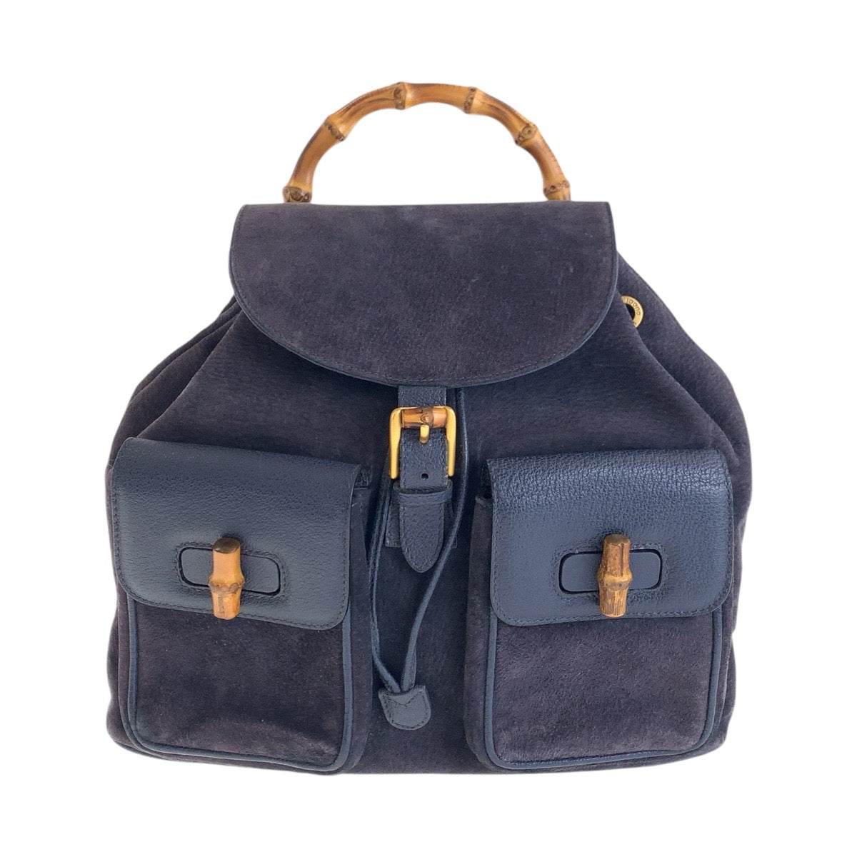 GUCCI Backpack 003 2058 0016 Suede, Leather Navy Backpacks & Daypacks Backpacks Bamboo Women Used