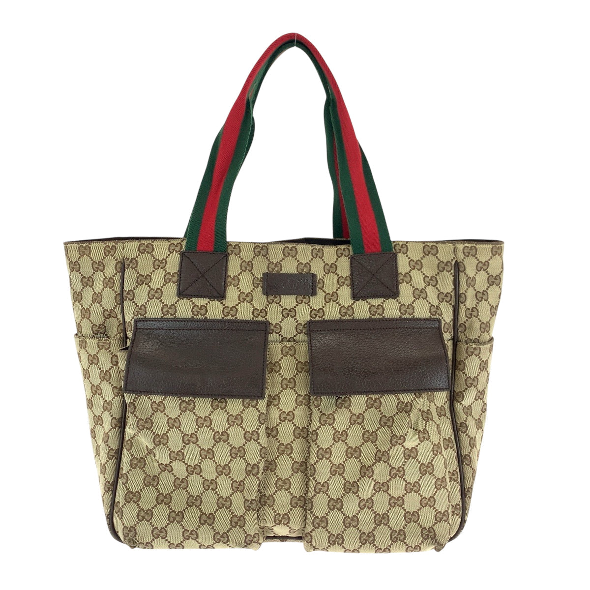 GUCCI Tote Bag 161836 GG canvas Brown beige Tote Bag Shoulder Bag Unisex Sherry line Women Used