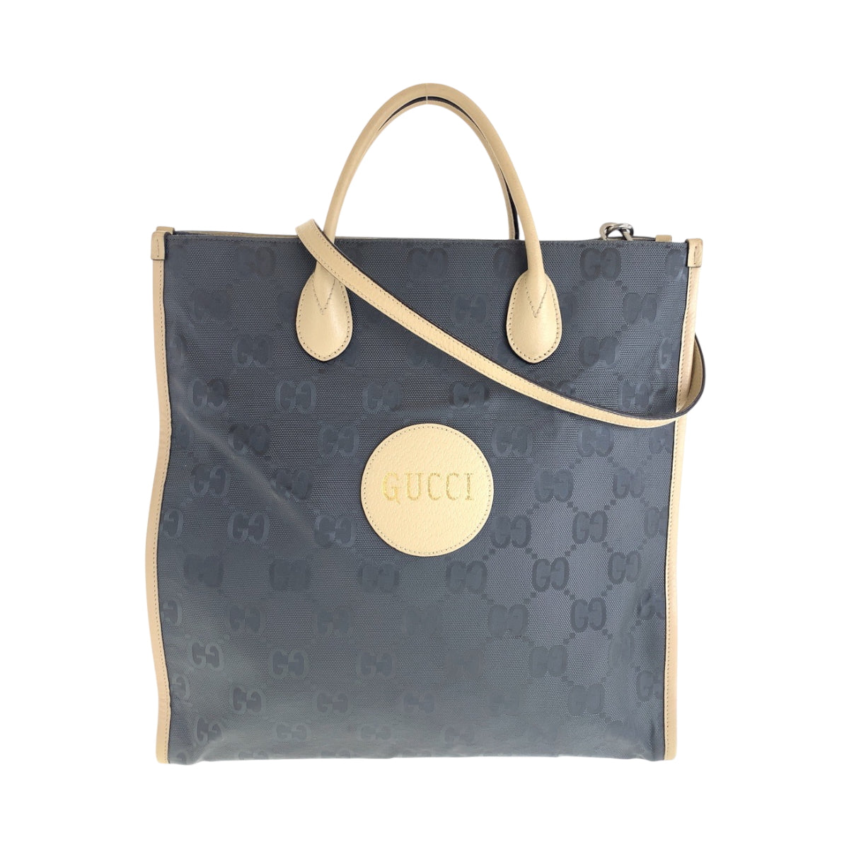 GUCCI Shoulder Bag 630355 Nylon Gray Beige SilverMetal Tote Bag Shoulder Bag 2way Off the grid Women Used