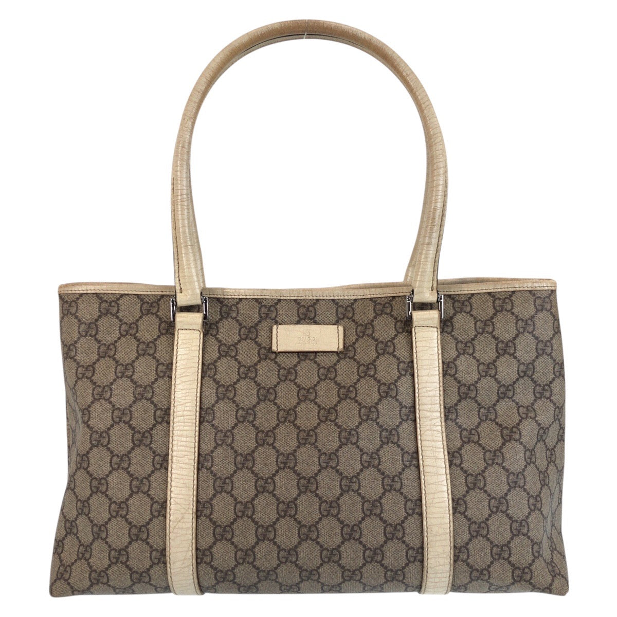 GUCCI Tote Bag 114595 GG canvas, leather Beige White Tote Bag Shoulder Bag Women Used
