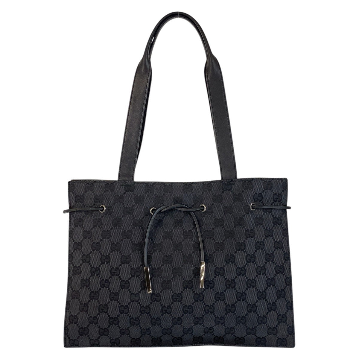 GUCCI Tote Bag 002 1053 GG canvas, leather Black SilverMetal Tote Bag Shoulder Bag Women Used