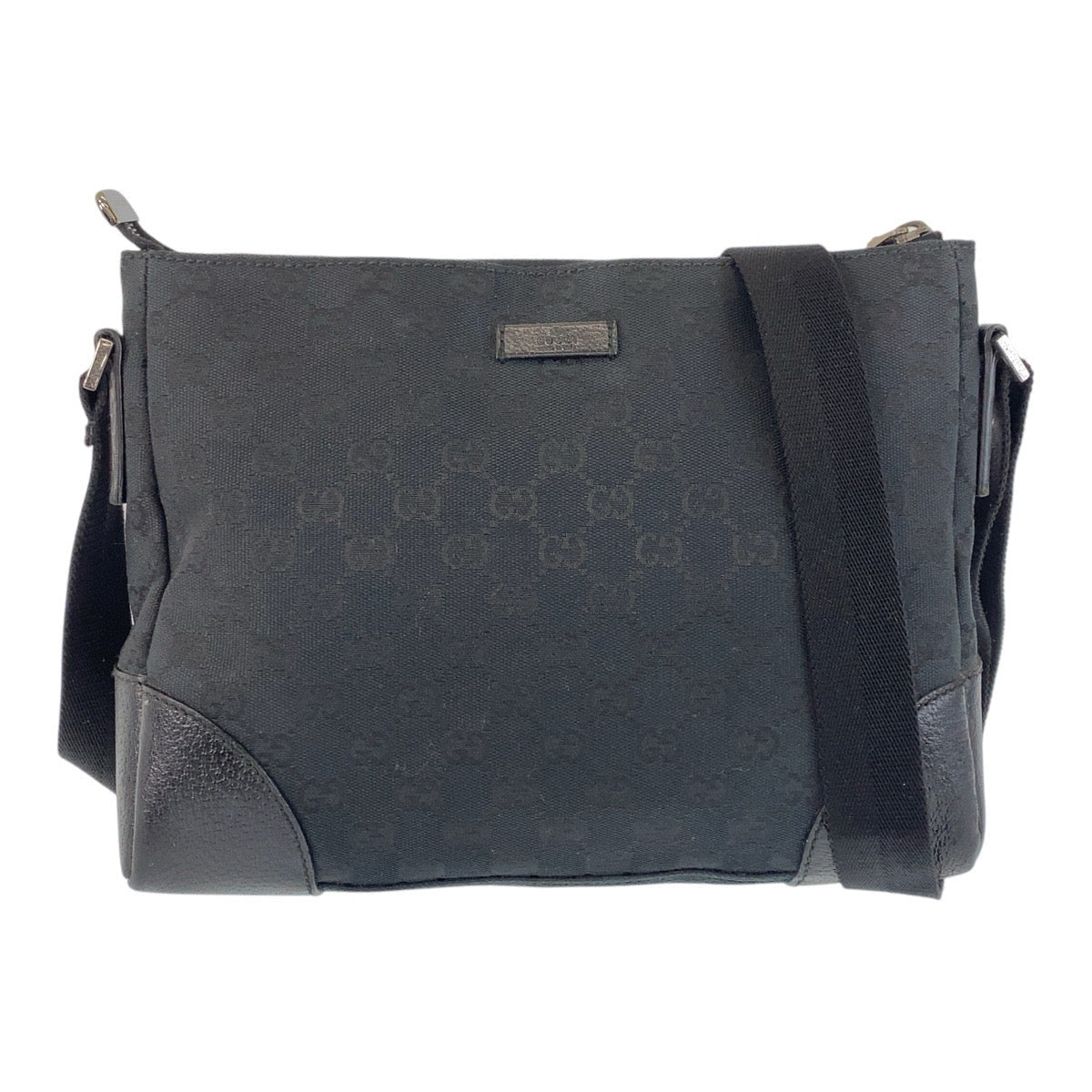 GUCCI Shoulder Bag 114273 GG canvas, leather Black black Shoulder Bag Messenger bag Women Used