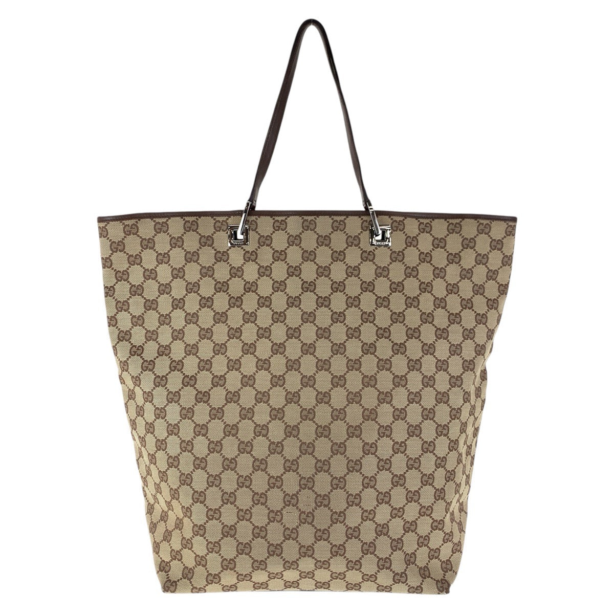GUCCI Tote Bag 31242 GG canvas, leather Brown Silver Metal Tote Bag Shoulder Bag Women Used