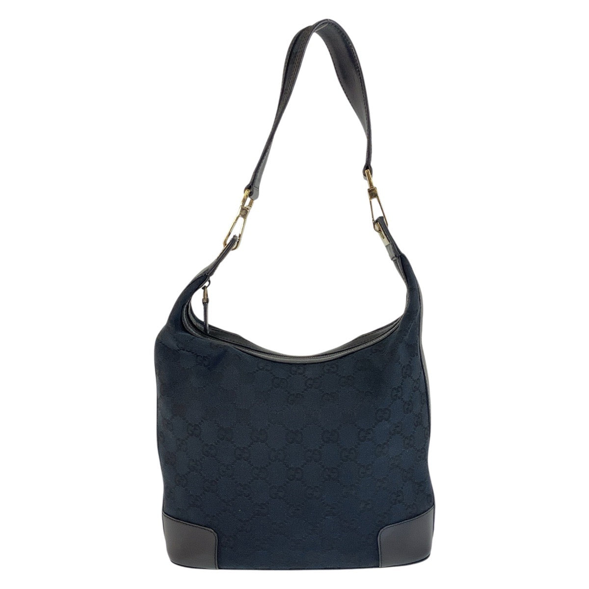 GUCCI Shoulder Bag 001 4204 GG canvas, leather Black GoldMetal Women Used
