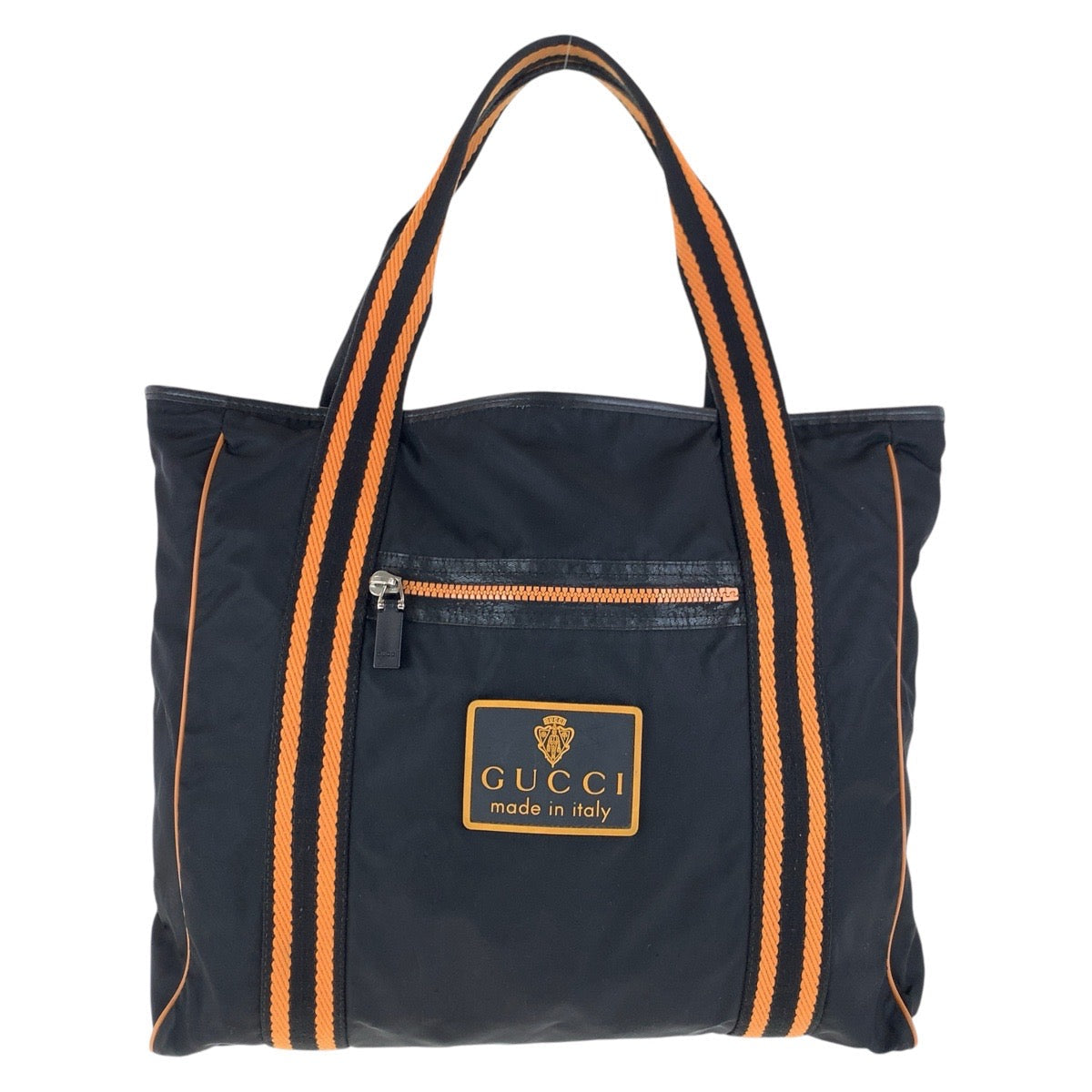 GUCCI Tote Bag 189665 Nylon, Leather Black Orange SilverMetal Tote Bag Shoulder Bag Unisex Crest Women Used