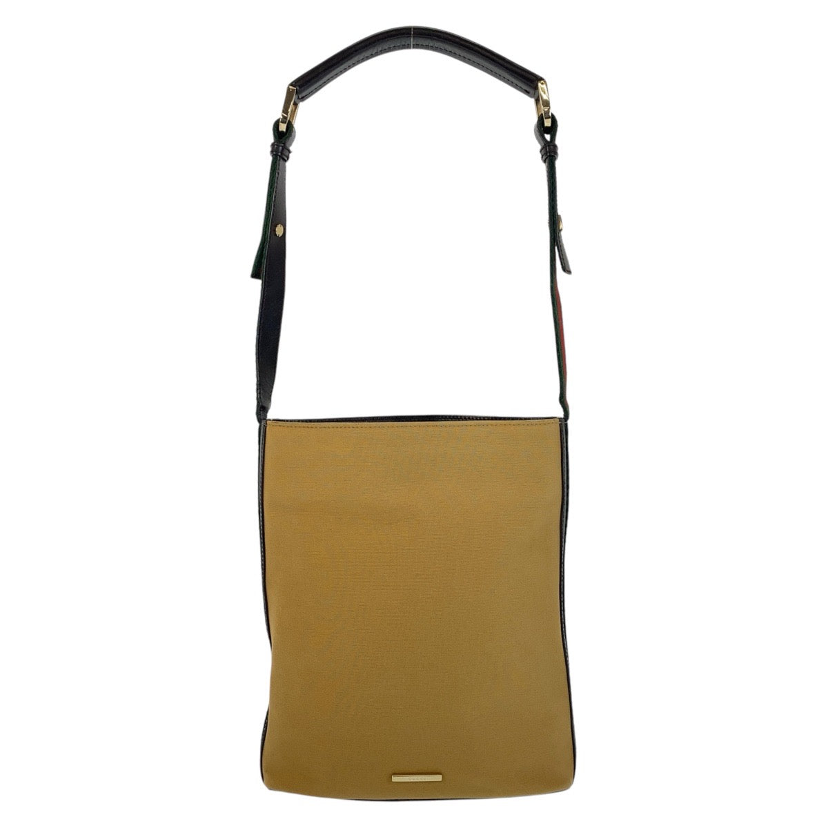 GUCCI Shoulder Bag 4286 Canvas, Leather Camel Black Gold Metal Sherry line Women Used