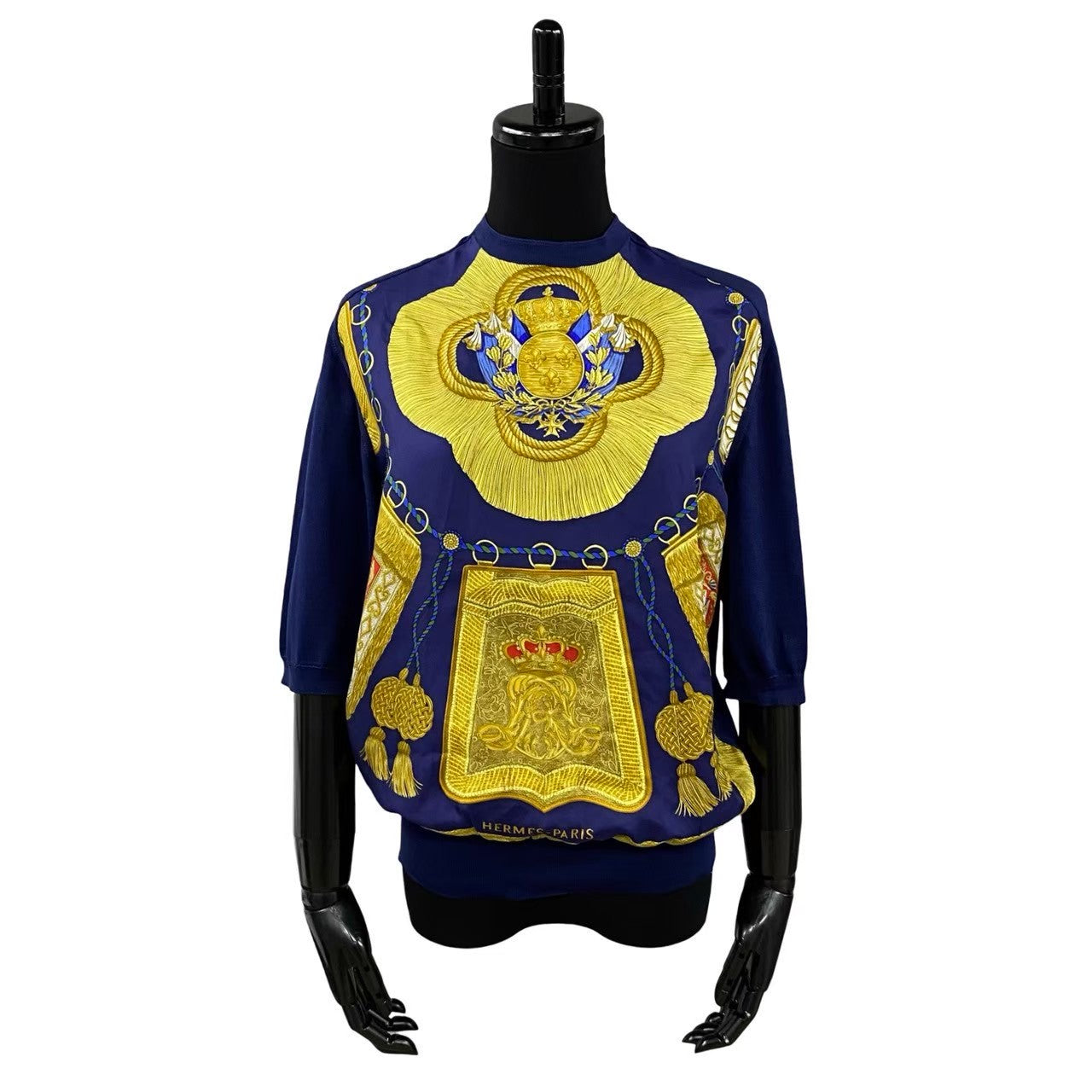 HERMES knit silk Navy L