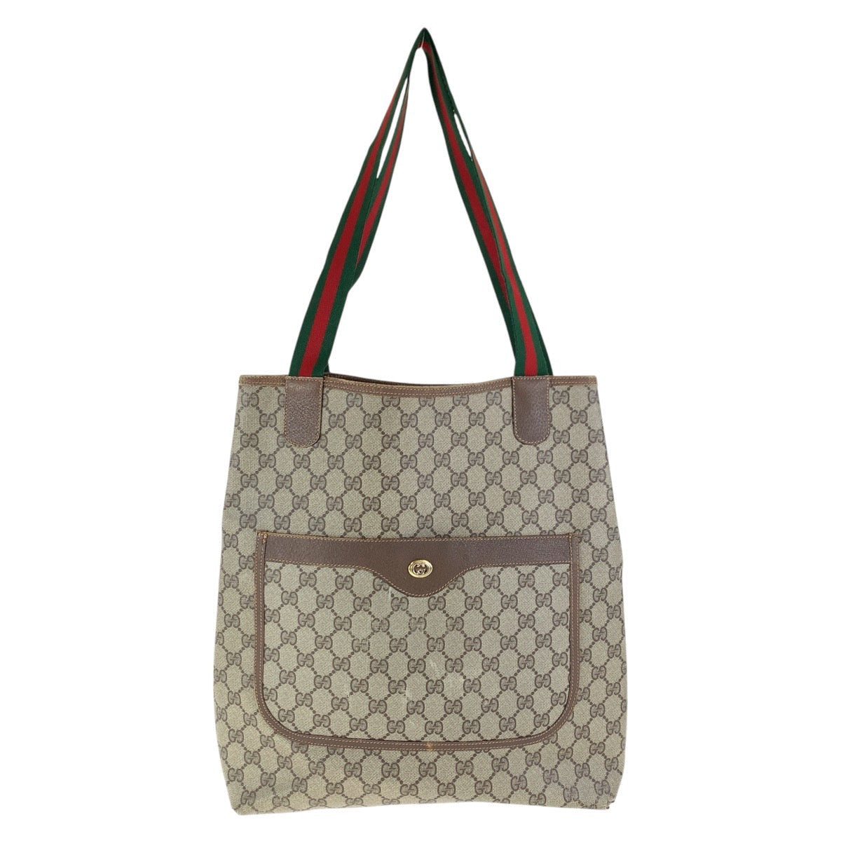 GUCCI Tote Bag 89 02 003 GG Supreme canvas, leather Brown Tote Bag Shoulder Bag Old Gucci Shelly Line Interlocking Women Used