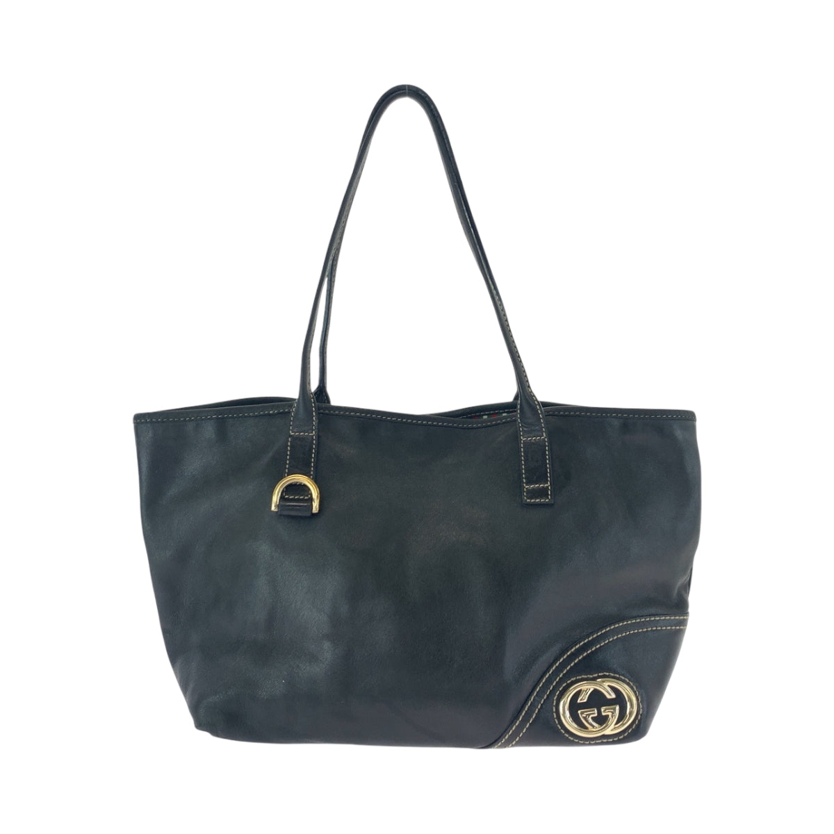 GUCCI Tote Bag 169946 leather Black GoldMetal Tote Bag Shoulder Bag Newbrit Women Used