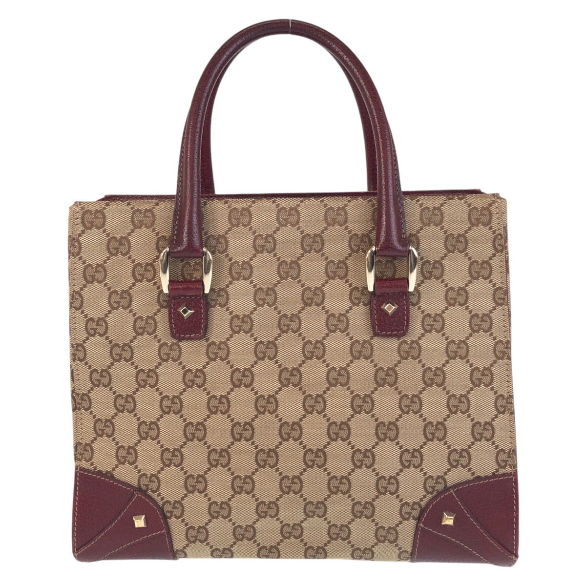 GUCCI Tote Bag 120895 GG canvas, leather Beige Bordeaux Gold Metal Tote Bag handbag Women Used