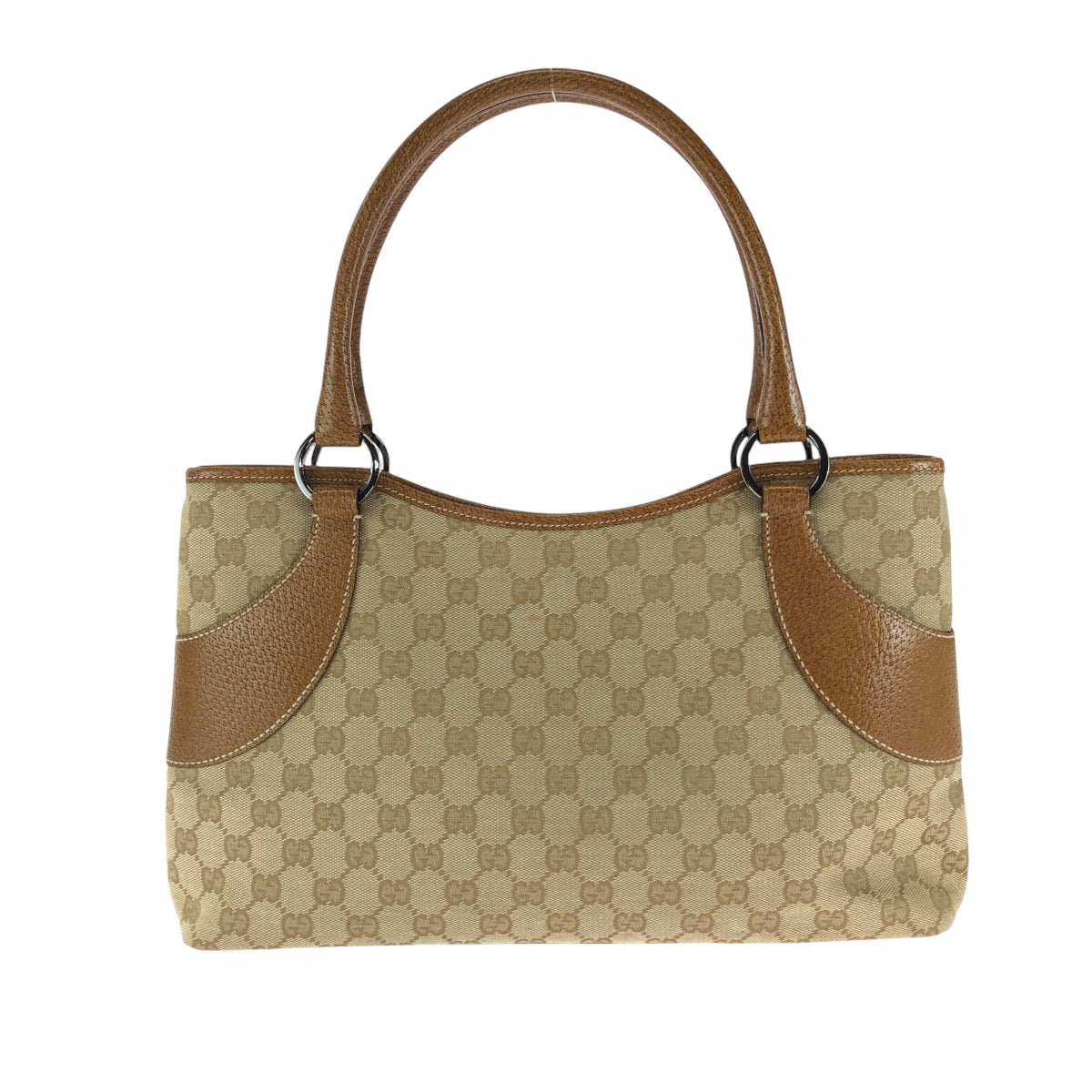 GUCCI Tote Bag 113015 GG canvas Brown Beige SilverMetal Tote Bag handbag Women Used