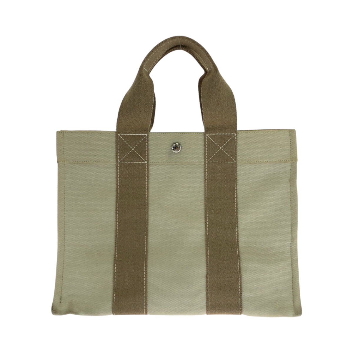 HERMES Tote Bag canvas Beige Ivory SilverMetal Bora Bora PM