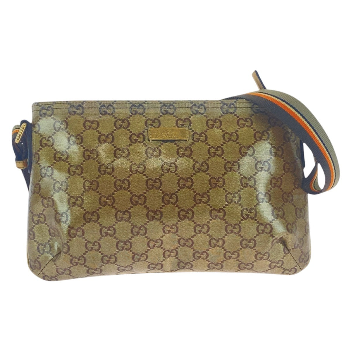 GUCCI Shoulder Bag 189749 Coated canvas beige GG crystal