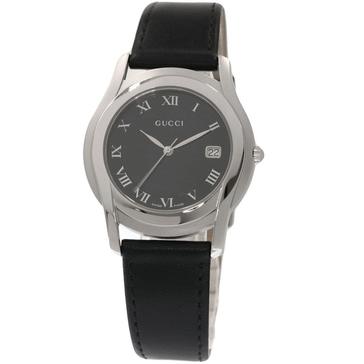 GUCCI Watches Quartz Stainless Steel, Leather black 5500M black dial mens Used