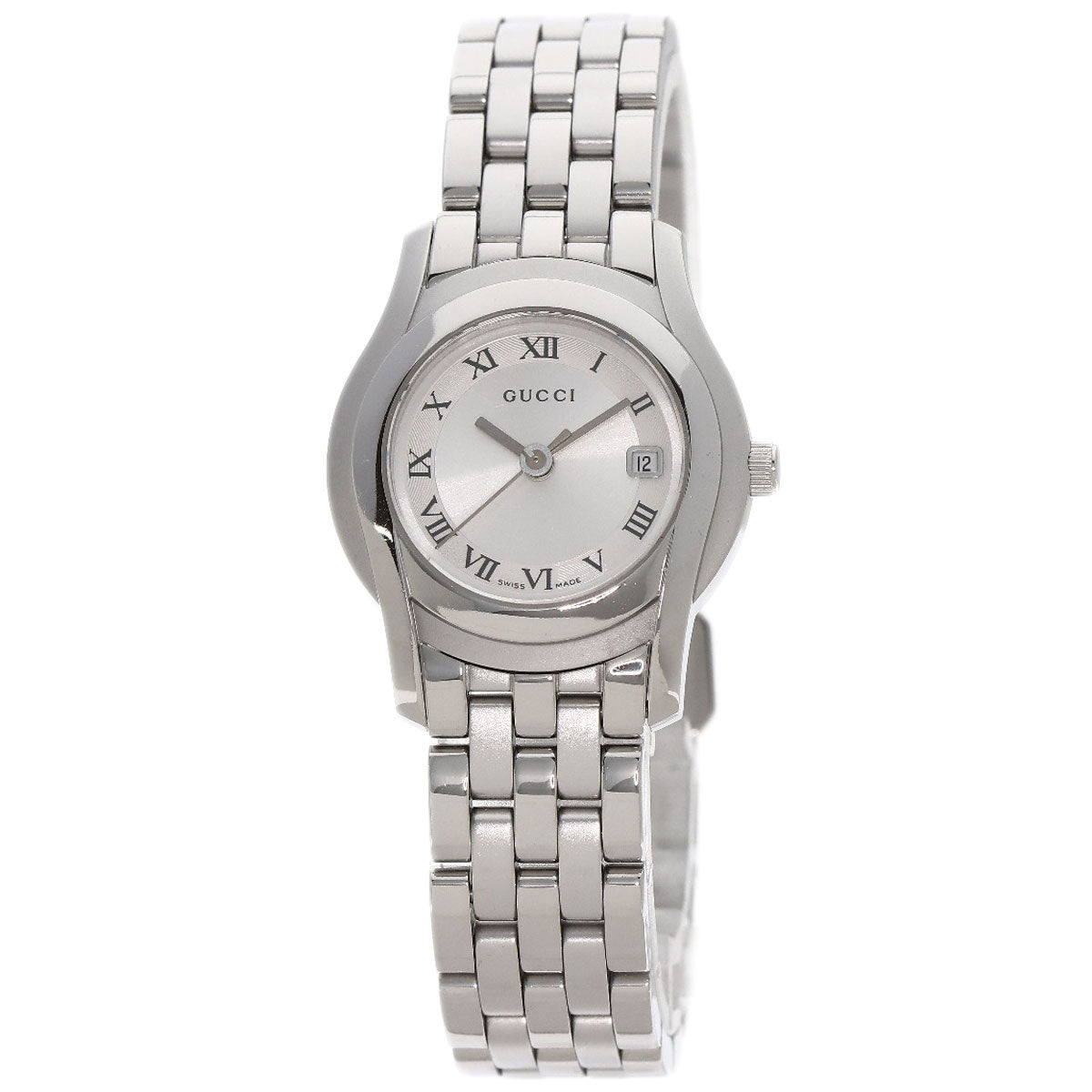 GUCCI Watches Quartz 5500L Stainless Steel , Stainless Steel Silver Round face Silver dial Women Used