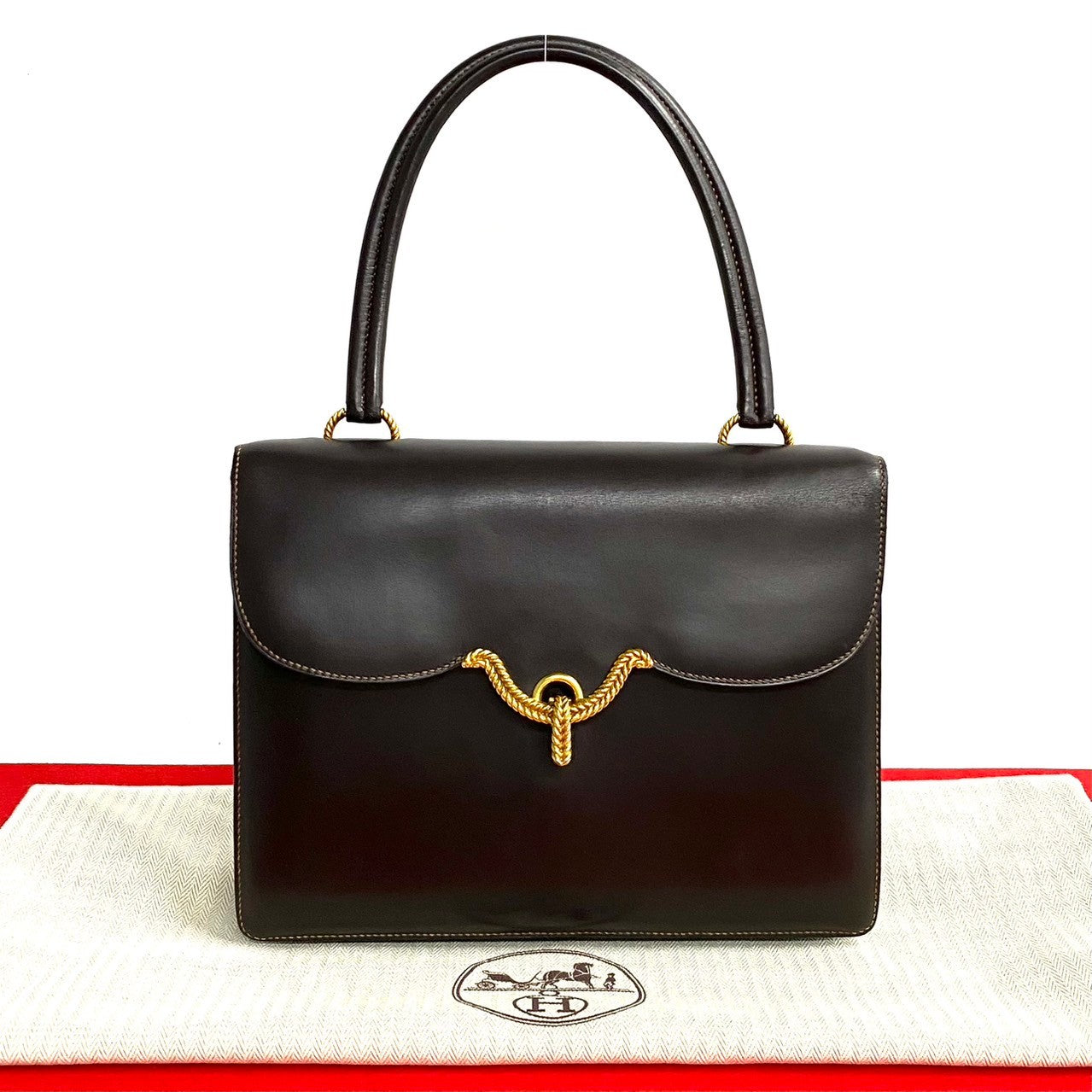 HERMES Handbag leather Brown Vasco