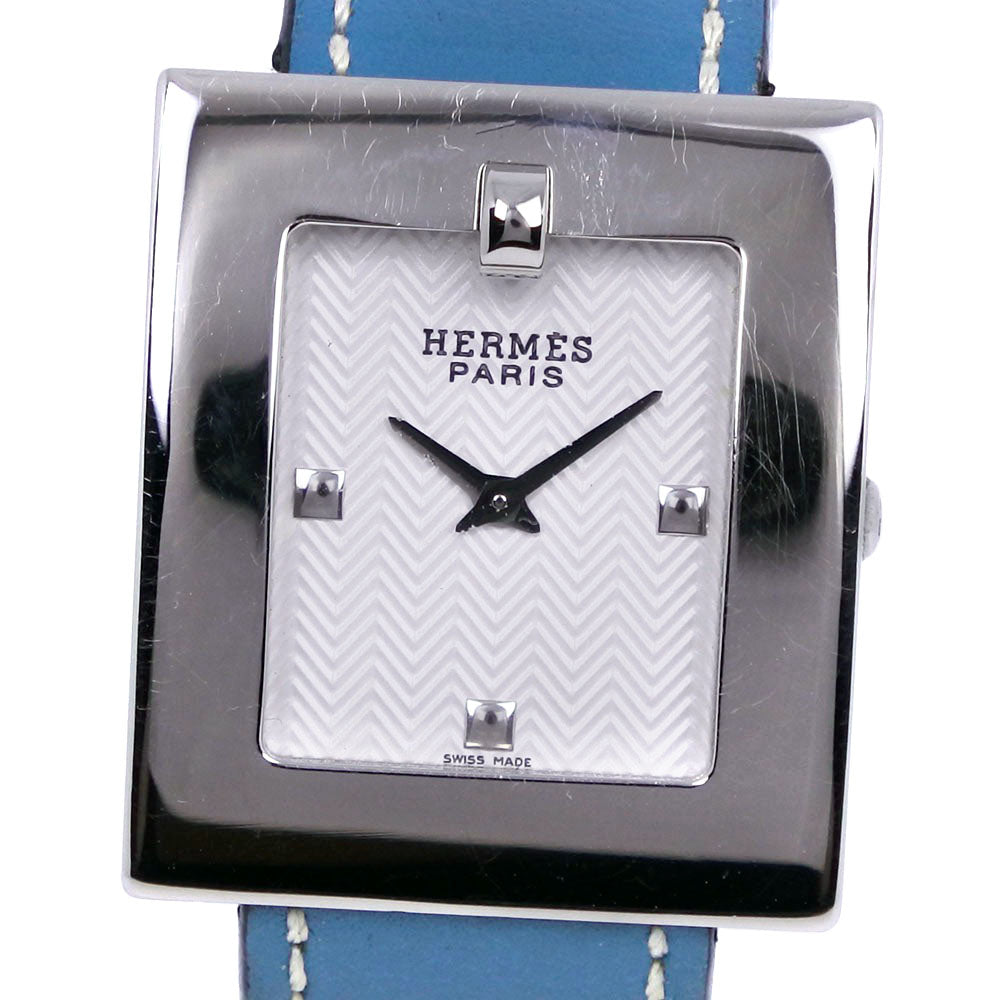 HERMES Watches Quartz BE1.210 Stainless Steel , Leather light blue Belt watch White dial Women Used