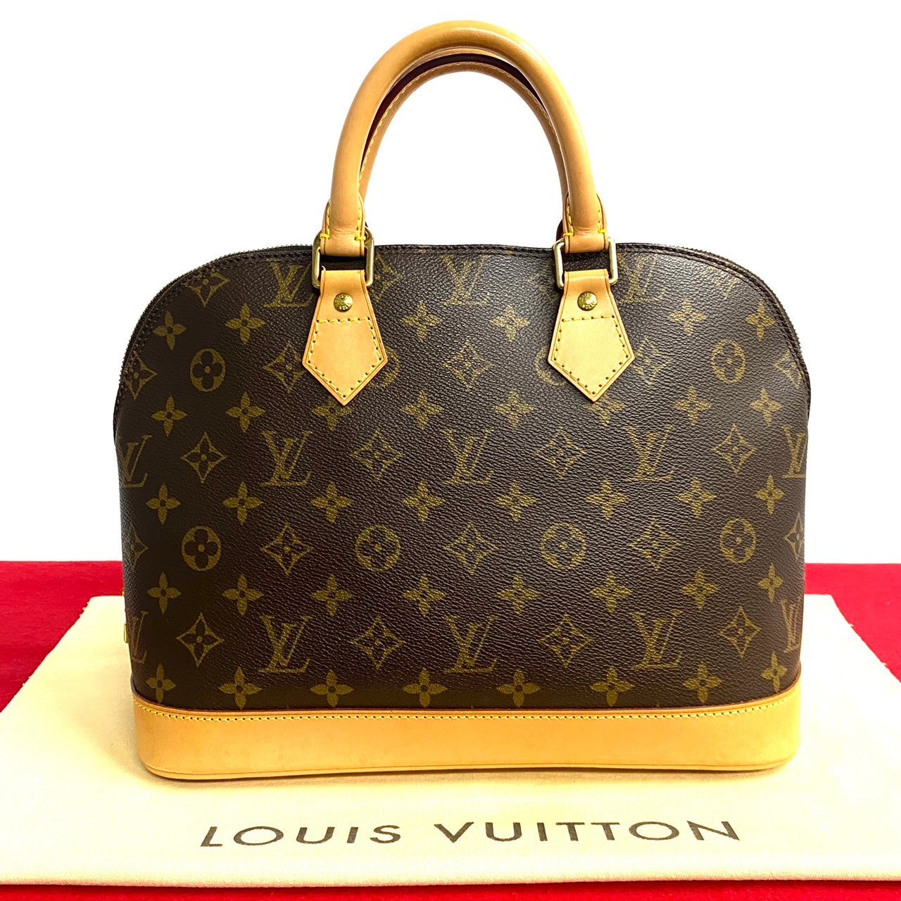 LOUIS VUITTON Handbag leather Brown Monogram Alma