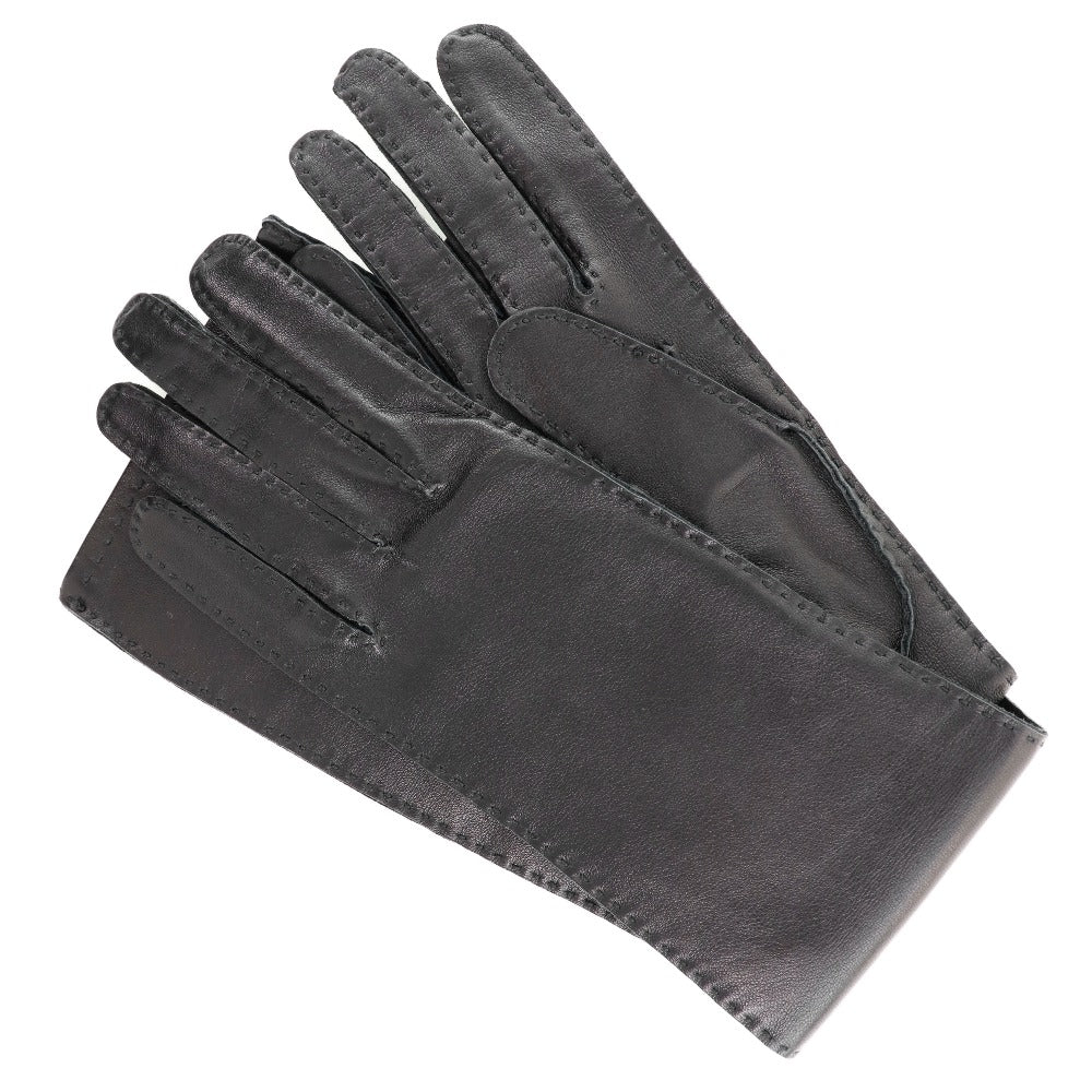 HERMES gloves 001772G-01-065 Calf leather black Glove Women 6 1/2 Used