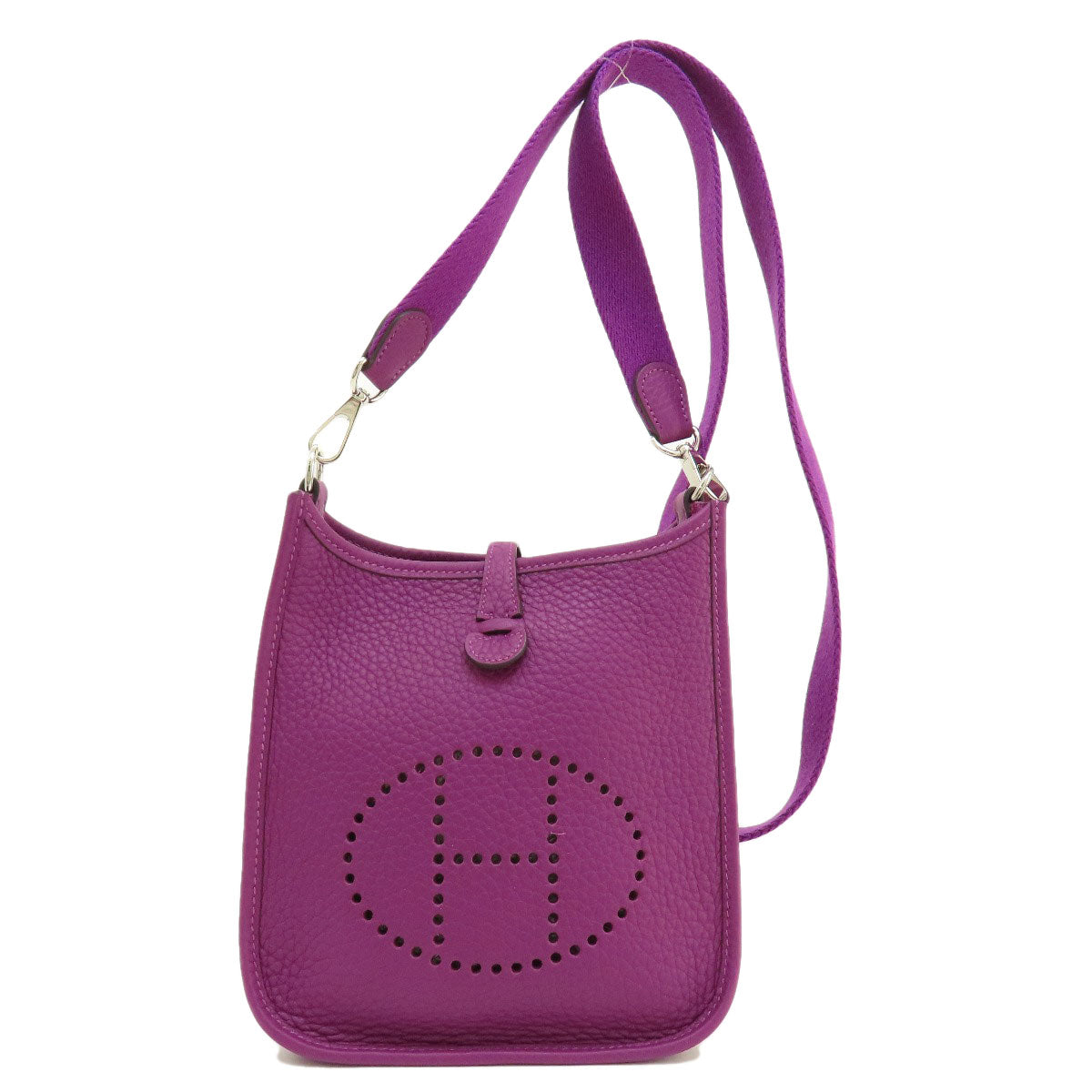 HERMES Shoulder Bag Taurillon Clemence purple Evelyn TPM Anemone SilverMetal Women Used