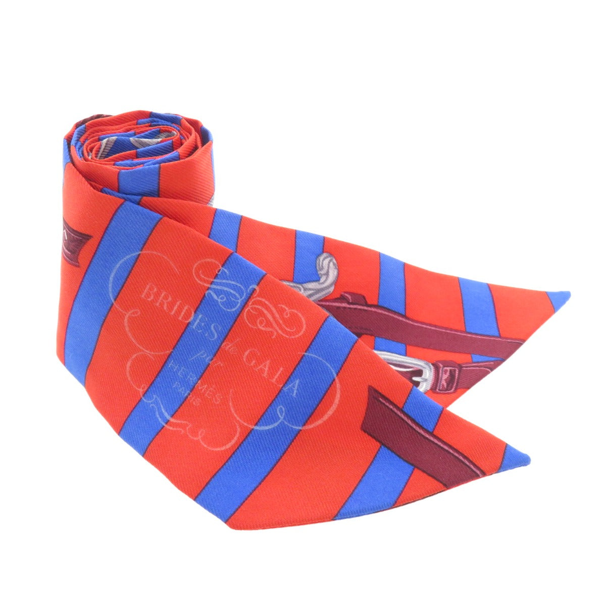 HERMES scarf silk Red Twilly Women Used