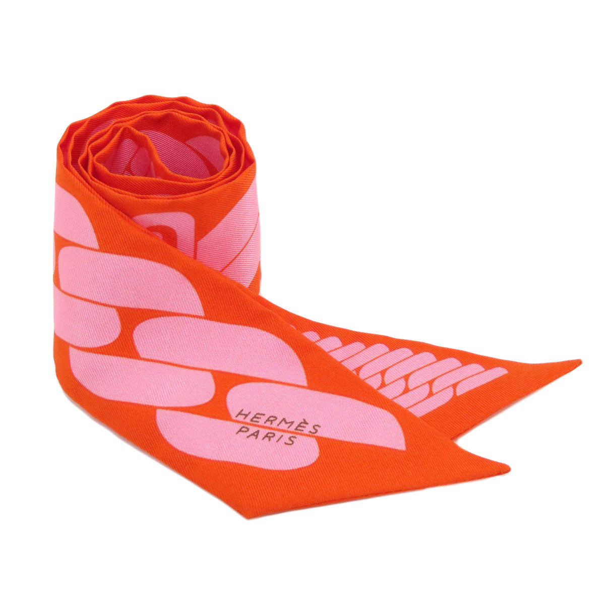 HERMES scarf silk Orange Twilly Women Used