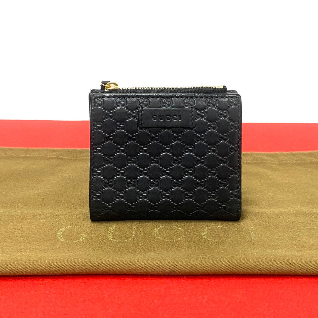 GUCCI Bifold Wallet leather black Guccisima