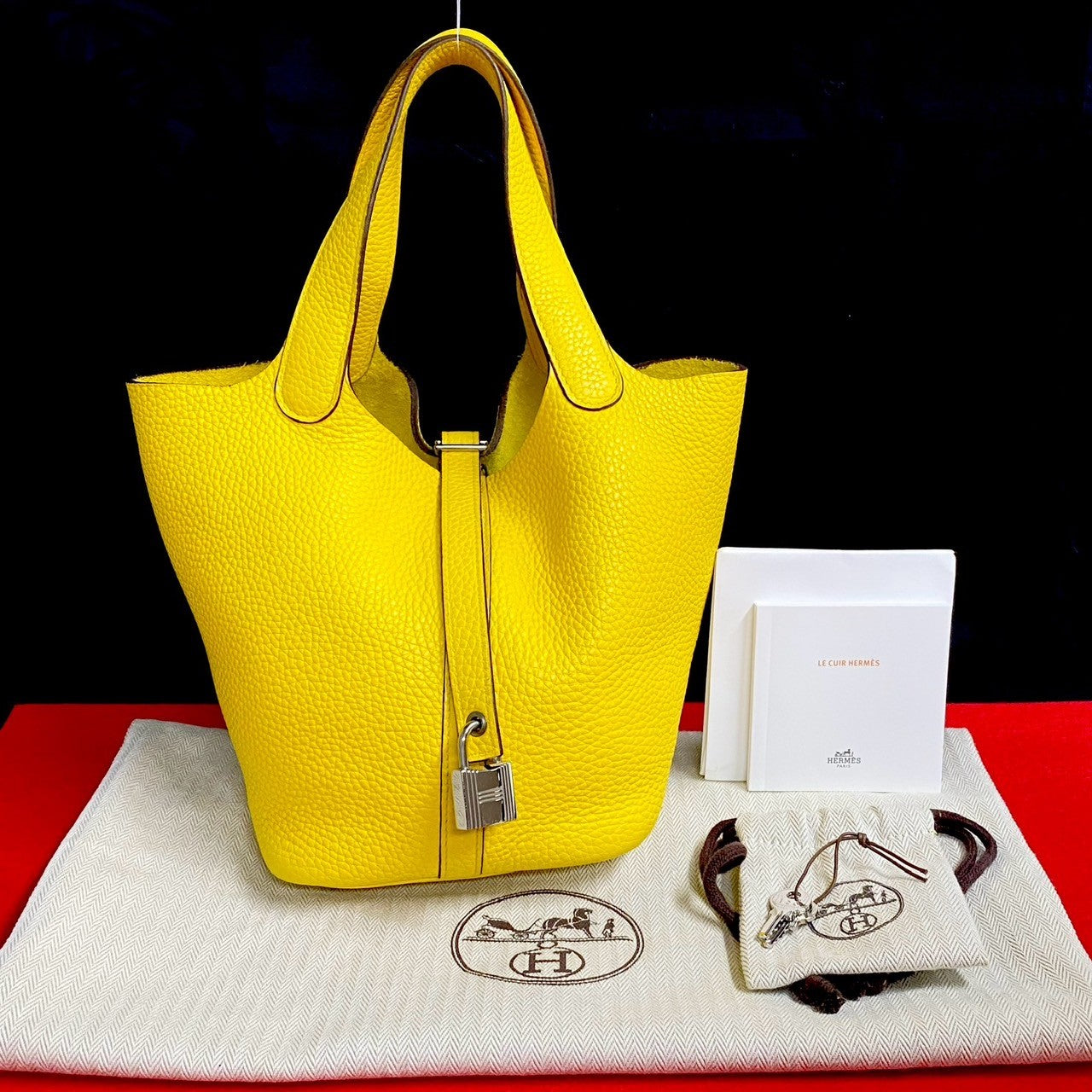 HERMES Handbag Taurillon Clemence yellow Picotan Lock PM