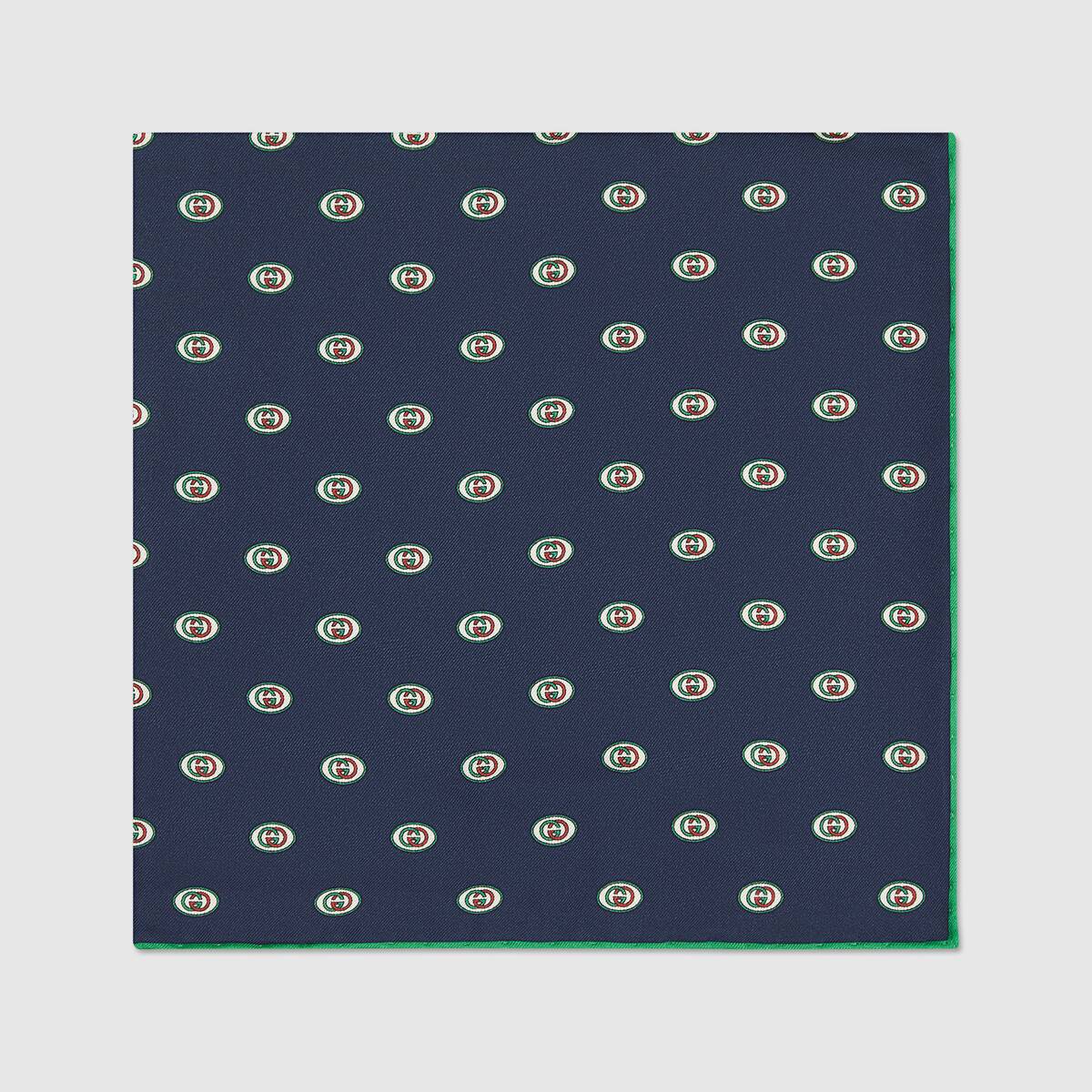 Gucci Interlocking GG Print Pocket Square in Midnight Blue