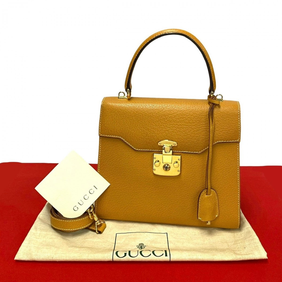 GUCCI Shoulder Bag leather yellow Ready lock Women Used