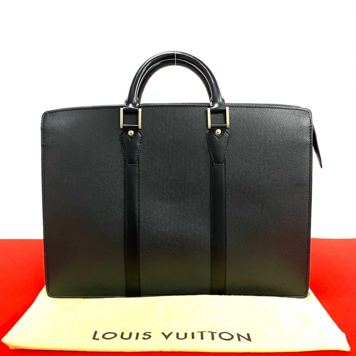 LOUIS VUITTON Business bag Taiga black Taiga Porto Documan Rozan mens Used