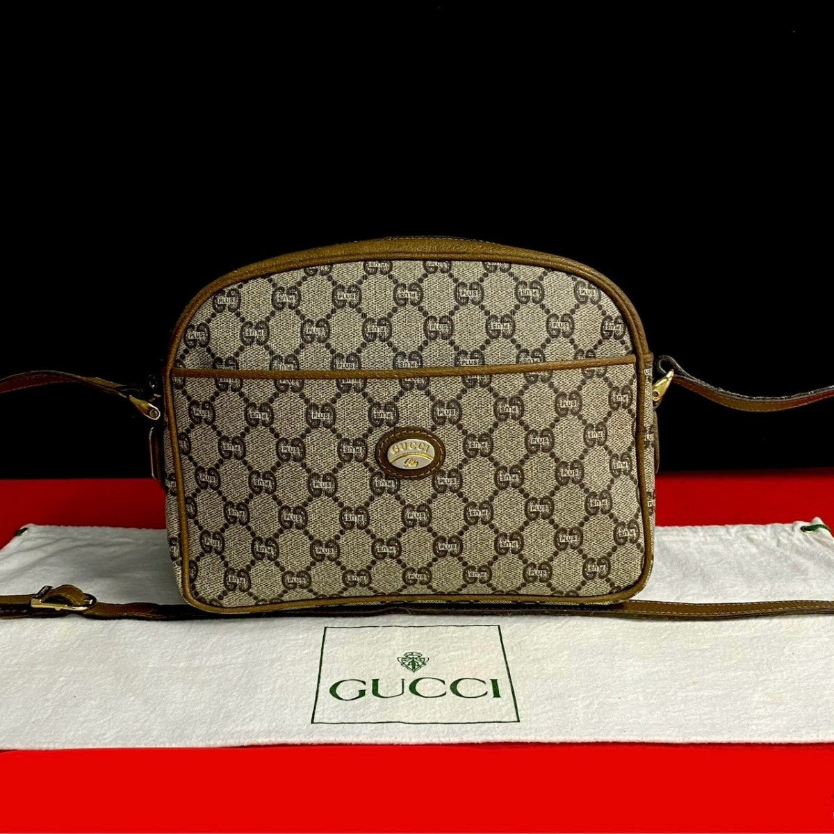 GUCCI Shoulder Bag leather Brown Old Gucci
