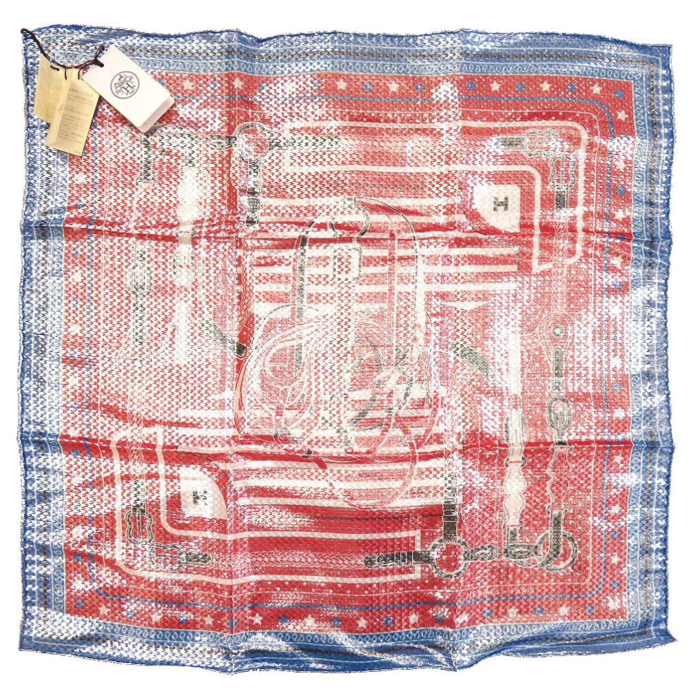 HERMES scarf silk Red Carre55 Bandana Disco Coaching