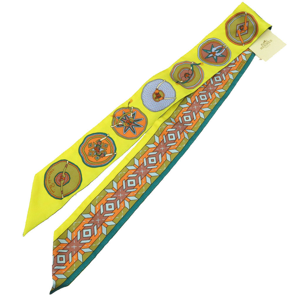 HERMES scarf silk yellow Twilly