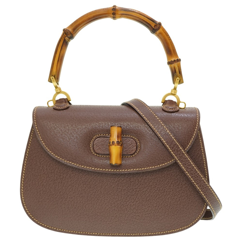 GUCCI Handbag leather Brown Bamboo Women Used