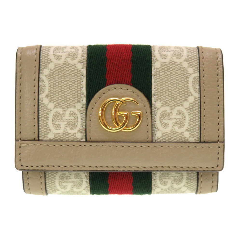 GUCCI Tri-fold wallet 735099 GG canvas beige Ofidia Women Used