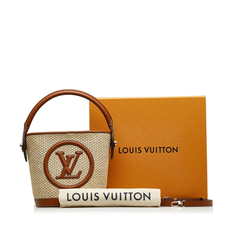 Louis Vuitton Bucket Handbag 2WAY M59962 Natural Brown Leather Raffia Louis Vuitton