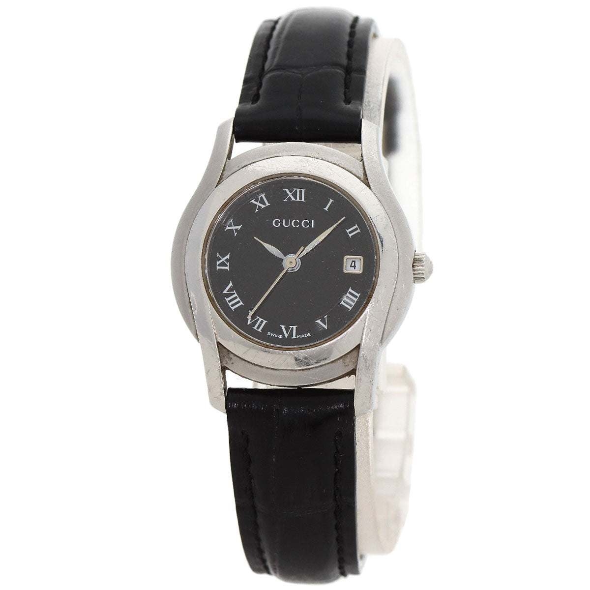 GUCCI Watches Quartz 5500L Stainless Steel Silver Round face black dial