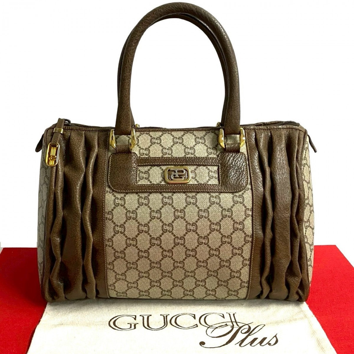 GUCCI Boston Duffel bag leather Brown