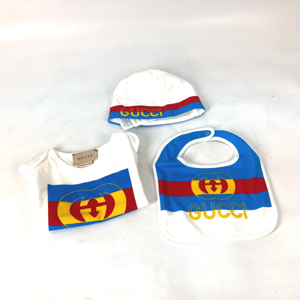 GUCCI Knit hat 516326 cotton white Baby gift baby BABY baby 3 piece gift set 9/12m