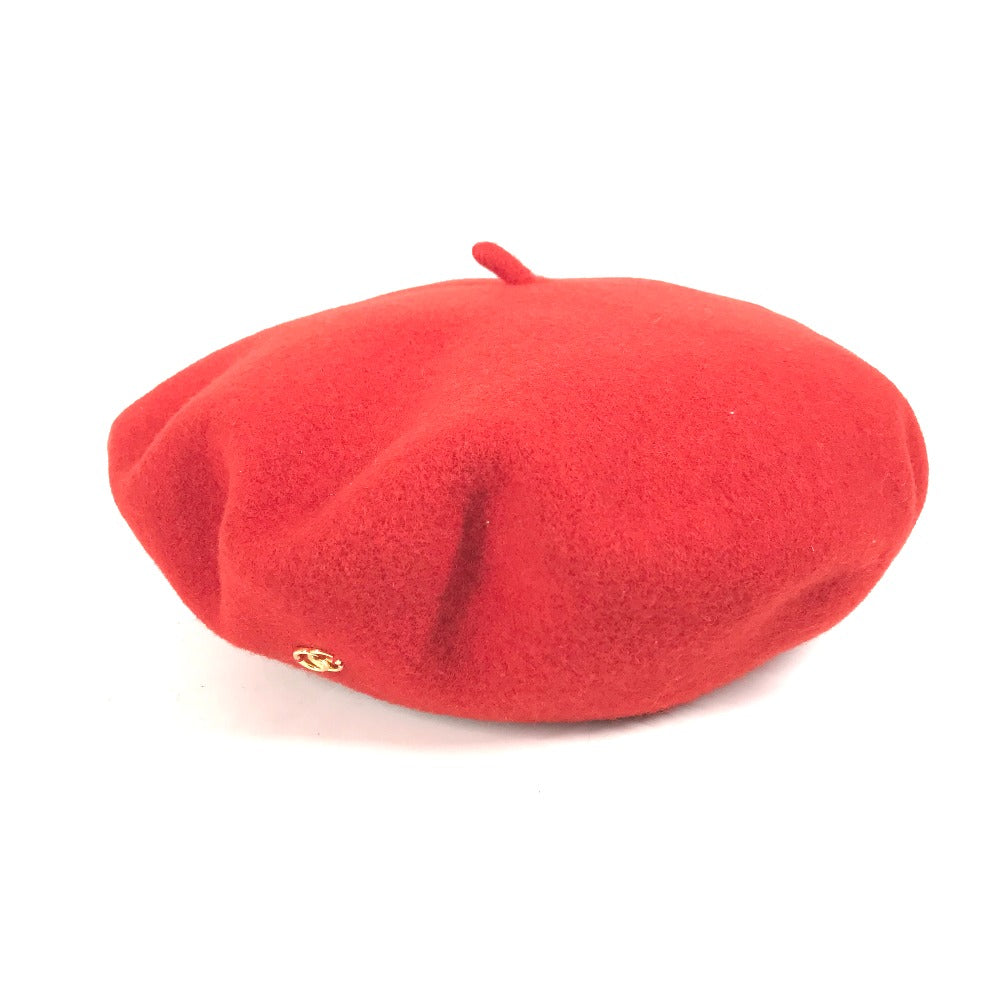 GUCCI beret 714343 wool Red GG logo Women M Used