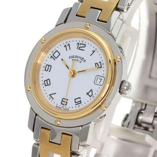 HERMES Watches Quartz CL4.220 Stainless Steel , SSxGP gold Clipper white dial Women Used
