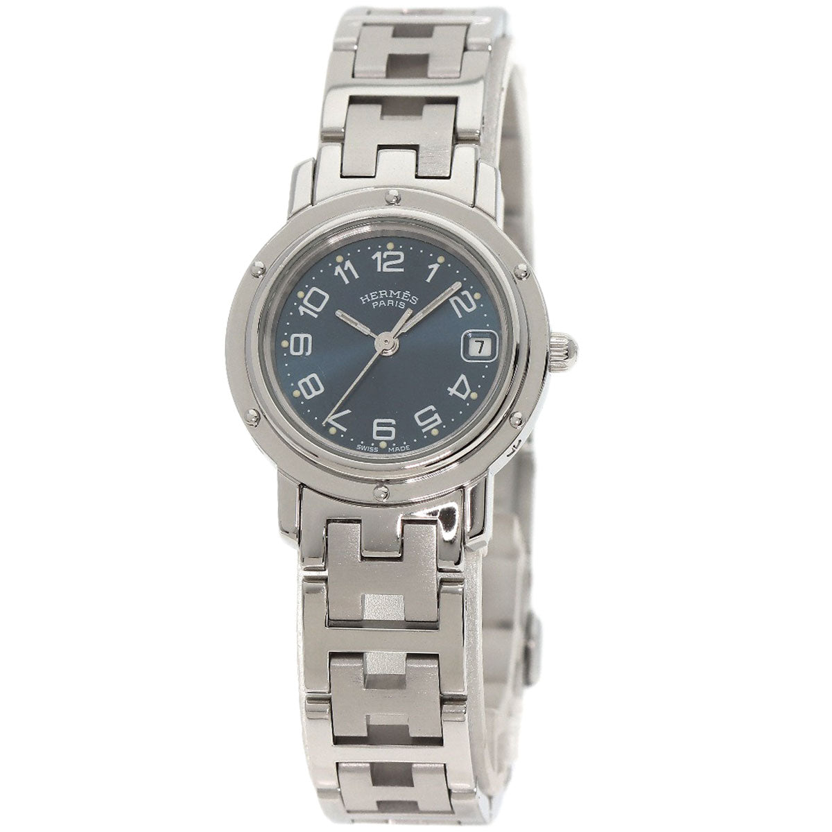 HERMES Watches Quartz CL4.210 Stainless Steel , Stainless Steel Silver Clipper blue dial Women Used
