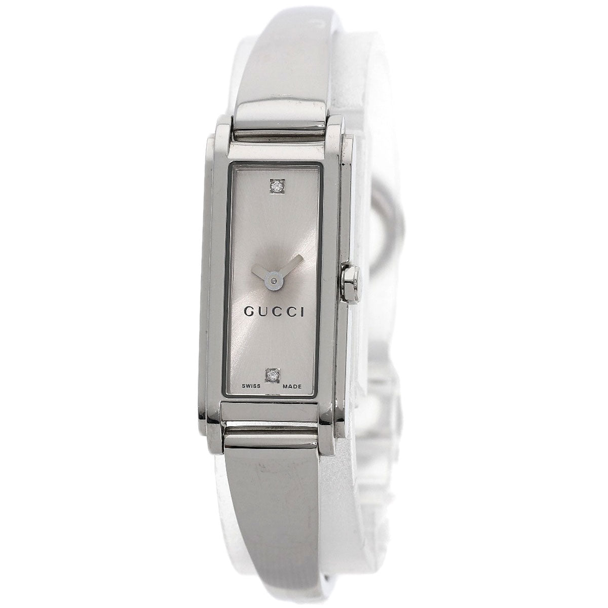 GUCCI Watches Quartz 109 Stainless Steel , Stainless Steel Silver Square Face 2P Diamond Silver dial Women Used