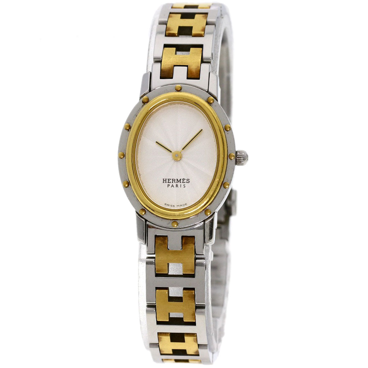 HERMES Watches Quartz CO1.220 Stainless Steel , SSxGP Silver Clipper oval Silver dial Women Used